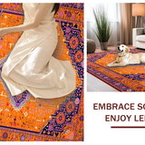 Ultra Soft Area Rug, Non Slip, Stain Resistant, Washable Area Rugs for Living Room, Bedroom, Chic Modern Layered Textures(Orange)