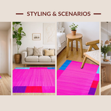 Ultra Soft Area Rug, Non Slip, Stain Resistant, Washable Area Rugs for Living Room, Bedroom, Joyful Multicolored Nature-Inspired Design(Pink)
