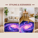 Ultra Soft Area Rug, Non Slip, Stain Resistant, Washable Area Rugs for Living Room, Bedroom, Whimsical Starry Night Illusion(Purple)