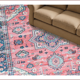Ultra Soft Area Rug, Non Slip, Stain Resistant, Washable Area Rugs for Living Room, Bedroom, Vibrant Colorful Medallion Aesthetic(Pink)