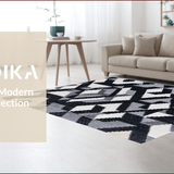 Ultra Soft Area Rug, Non Slip, Stain Resistant, Washable Area Rugs for Living Room, Bedroom, Modern Geometric Living Room Carpet(Black)