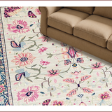 Ultra Soft Area Rug, Non Slip, Stain Resistant, Washable Area Rugs for Living Room, Bedroom, Chic Stained Glass Inspired Motif(Ivory)