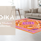 Ultra Soft Area Rug, Non Slip, Stain Resistant, Washable Area Rugs for Living Room, Bedroom, Contemporary Warm Palette Design(Orange)