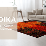 Ultra Soft Area Rug, Non Slip, Stain Resistant, Washable Area Rugs for Living Room, Bedroom, Sizzling Geometric Flow Design(Red)