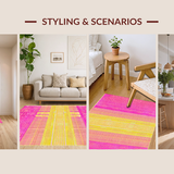 Ultra Soft Area Rug, Non Slip, Stain Resistant, Washable Area Rugs for Living Room, Bedroom, Vibrant Multi-Hued Trellis Style(Yellow)