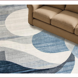 Ultra Soft Area Rug, Non Slip, Stain Resistant, Washable Area Rugs for Living Room, Bedroom, Chic Grey Geometric Elements(Blue)