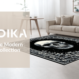 Ultra Soft Area Rug, Non Slip, Stain Resistant, Washable Area Rugs for Living Room, Bedroom, Chic Monochrome Skull Pattern(Gray)