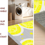 Ultra Soft Area Rug, Non Slip, Stain Resistant, Washable Area Rugs for Living Room, Bedroom, Lively Round Graphic Design(Yellow)