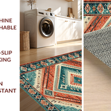 Ultra Soft Area Rug, Non Slip, Stain Resistant, Washable Area Rugs for Living Room, Bedroom, Contemporary Geometric Pattern Fusion(Red)