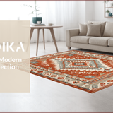 Ultra Soft Area Rug, Non Slip, Stain Resistant, Washable Area Rugs for Living Room, Bedroom, Rustic Earthy Geometric Aesthetic(Red)