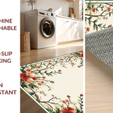 Ultra Soft Area Rug, Non Slip, Stain Resistant, Washable Area Rugs for Living Room, Bedroom, Radiant Soft Green Blossom Theme(Beige)