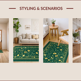 Ultra Soft Area Rug, Non Slip, Stain Resistant, Washable Area Rugs for Living Room, Bedroom, Eclectic Insect Botanical Motif(Green)