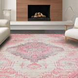 Ultra Soft Area Rug, Non Slip, Stain Resistant, Washable Area Rugs for Living Room, Bedroom, Trendy Striped Earthy Palette(Pink)