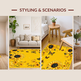 Ultra Soft Area Rug, Non Slip, Stain Resistant, Washable Area Rugs for Living Room, Bedroom, Vibrant Retro Butterfly Motif(Yellow)