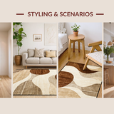 Ultra Soft Area Rug, Non Slip, Stain Resistant, Washable Area Rugs for Living Room, Bedroom, Rustic Warm Neutral Motifs(Beige)