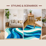 Elegant Plush Abstract Waves(Blue)