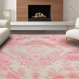 Ultra Soft Area Rug, Non Slip, Stain Resistant, Washable Area Rugs for Living Room, Bedroom, Playful Whimsical Diamond Design(Pink)