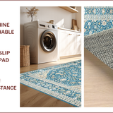 Ultra Soft Area Rug, Non Slip, Stain Resistant, Washable Area Rugs for Living Room, Bedroom, Elegant Intricate Floral Composition(Blue)