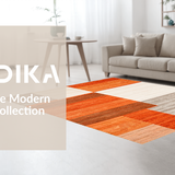 Ultra Soft Area Rug, Non Slip, Stain Resistant, Washable Area Rugs for Living Room, Bedroom, Bold Textured Geometric Arrangement(Orange)