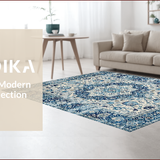 Ultra Soft Area Rug, Non Slip, Stain Resistant, Washable Area Rugs for Living Room, Bedroom, Stylish Blue Accented Geometric Pattern(Blue)