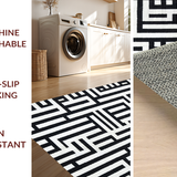 Ultra Soft Area Rug, Non Slip, Stain Resistant, Washable Area Rugs for Living Room, Bedroom, Contemporary Striped Area Rug Black and White Linear Design(Black)
