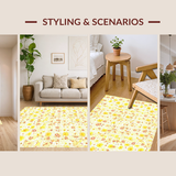 Ultra Soft Area Rug, Non Slip, Stain Resistant, Washable Area Rugs for Living Room, Bedroom, Lovely Springtime Floral Texture(Yellow)