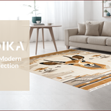 Ultra Soft Area Rug, Non Slip, Stain Resistant, Washable Area Rugs for Living Room, Bedroom, Stylish Rustic Patterned Textiles(Beige)