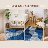 Ultra Soft Area Rug, Non Slip, Stain Resistant, Washable Area Rugs for Living Room, Bedroom, Contemporary Marble Texture Expression(Blue)
