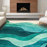 Ultra Soft Area Rug, Non Slip, Stain Resistant, Washable Area Rugs for Living Room, Bedroom, Elegant Turquoise Modern Art Motif(Blue)