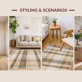 Ultra Soft Area Rug, Non Slip, Stain Resistant, Washable Area Rugs for Living Room, Bedroom, Rustic Neutral Patterned Piece(Beige)