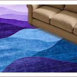 Ultra Soft Area Rug, Non Slip, Stain Resistant, Washable Area Rugs for Living Room, Bedroom, Chic Curved Gradient Waves(Purple)