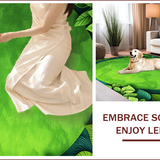 Ultra Soft Area Rug, Non Slip, Stain Resistant, Washable Area Rugs for Living Room, Bedroom, Lotus Leaf Round(Green)