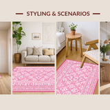 Ultra Soft Area Rug, Non Slip, Stain Resistant, Washable Area Rugs for Living Room, Bedroom, Rustic Tasseled Texture Appeal(Pink)