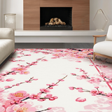 Ultra Soft Area Rug, Non Slip, Stain Resistant, Washable Area Rugs for Living Room, Bedroom, Serene White Floral Tiled Pattern(Pink)