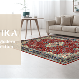 Ultra Soft Area Rug, Non Slip, Stain Resistant, Washable Area Rugs for Living Room, Bedroom, Vintage Low-Pile Laundry Room Carpet Teal(Red)