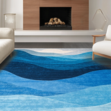 Ultra Soft Area Rug, Non Slip, Stain Resistant, Washable Area Rugs for Living Room, Bedroom, Serene Gradient Wave Motif(Blue)
