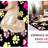 Ultra Soft Area Rug, Non Slip, Stain Resistant, Washable Area Rugs for Living Room, Bedroom, Bright Cheerful Pet Footprint Art(Black)