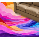 Ultra Soft Area Rug, Non Slip, Stain Resistant, Washable Area Rugs for Living Room, Bedroom, Playful Rainbow Swirl Aesthetic(Orange)