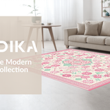 Ultra Soft Area Rug, Non Slip, Stain Resistant, Washable Area Rugs for Living Room, Bedroom, Festive Springtime Floral Pattern(Pink)