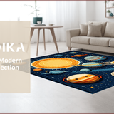 Ultra Soft Area Rug, Non Slip, Stain Resistant, Washable Area Rugs for Living Room, Bedroom, Colorful Solar System Educational Kids Bedroom Rug(Blue)