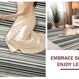 Ultra Soft Area Rug, Non Slip, Stain Resistant, Washable Area Rugs for Living Room, Bedroom, Midnight Echo: Black & White Abstract Striped Rug Design(Black)