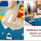 Ultra Soft Area Rug, Non Slip, Stain Resistant, Washable Area Rugs for Living Room, Bedroom, Sea Animals Kids Playroom(Blue)