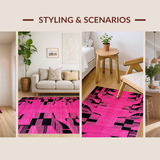 Ultra Soft Area Rug, Non Slip, Stain Resistant, Washable Area Rugs for Living Room, Bedroom, Vibrant Animal Motif Chic(Pink)