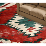 Ultra Soft Area Rug, Non Slip, Stain Resistant, Washable Area Rugs for Living Room, Bedroom, Vibrant Distressed Southwest Motif(Red)