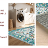Ultra Soft Area Rug, Non Slip, Stain Resistant, Washable Area Rugs for Living Room, Bedroom, Modern Eclectic Botanical Harmony(Blue)
