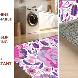 Ultra Soft Area Rug, Non Slip, Stain Resistant, Washable Area Rugs for Living Room, Bedroom, Rustic Multi-Tone Floral Fusion(Purple)