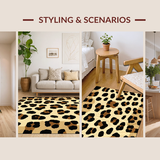 Ultra Soft Area Rug, Non Slip, Stain Resistant, Washable Area Rugs for Living Room, Bedroom, Minimalist Brown Leopard Theme(Beige)
