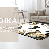 Ultra Soft Area Rug, Non Slip, Stain Resistant, Washable Area Rugs for Living Room, Bedroom, Artistic Insect Pattern Fusion(Gold)