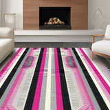 Ultra Soft Area Rug, Non Slip, Stain Resistant, Washable Area Rugs for Living Room, Bedroom, Stylish Black and Pink Patterned Elegance(Black)