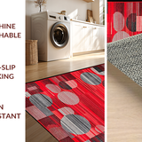 Ultra Soft Area Rug, Non Slip, Stain Resistant, Washable Area Rugs for Living Room, Bedroom, Sophisticated Geometric Red Accents(Red)